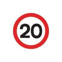 sign 20 mph 600 dia aluminium reflective