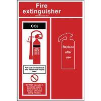 SIGN FIRE EXTINGUISHER CO2 ALUMINIUM 900 X 600