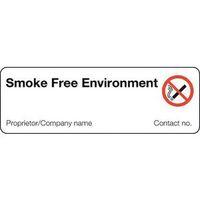 SIGN SMOKE FREE ENVIRONMENT 300X100 POLYCARBONATE