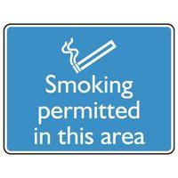 SIGN SMOKING PERMITTED IN THIS AREA 200X150 ALUMINIUM