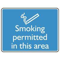 sign smoking permitted in this area 200x150 aluminium