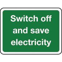 SIGN SWITCH OFF AND SAVE ALUMINIUM 100 x 75