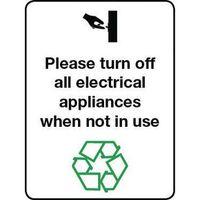 sign please turn off all rigid plastic 150 x 200