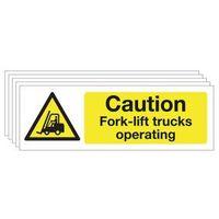 sign caution fork lift trucks 400 x 600 vinyl multi pack of 5