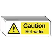 SIGN CAUTION HOT WATER RIGID PLASTIC 75 x 100 - MULTI-PACK OF 5