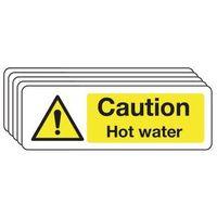 sign caution hot water vinyl 75 x 100 multi pack of 5