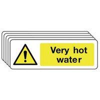 SIGN VERY HOT WATER RIGID PLASTIC 75 x 100 - MULTI-PACK OF 5