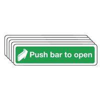 SIGN PUSH BAR TO OPEN 300 x 70 RIGID PLASTIC - MULTI-PACK OF 5