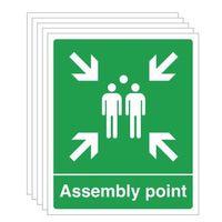 sign assembly point 450 x 150 rigid plastic multi pack 0f 5