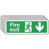 sign fire exit arrow down 300 x 100 vinyl multi pack 0f 5