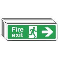 sign fire exit arrow right 300 x 100 rigid plastic multi pack 0f 5