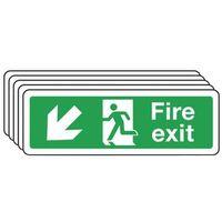 sign fire exit arrow down left 300 x 100 rigid plastic multi pack 0f 5