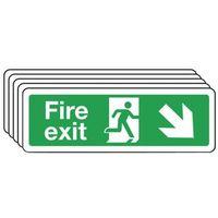 SIGN FIRE EXIT ARROW DOWN RIGHT 300 x 100 VINYL - MULTI-PACK 0f 5