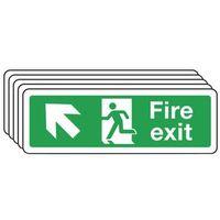 sign fire exit arrow up left 300 x 100 rigid plastic multi pack 0f 5