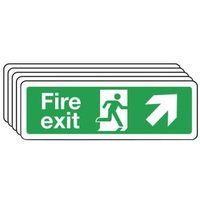 SIGN FIRE EXIT ARROW UP RIGHT 300 x 100 VINYL - MULTI-PACK 0f 5