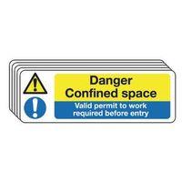 sign danger confined space 300 x 100 rigid plastic multi pack 0f 5