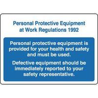 SIGN PERSONAL PROTECTIVE 600 X 400 RIGID PLASTIC