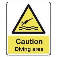 sign caution diving area 600x200 rigid plastic