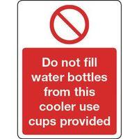 SIGN DO NOT FILL WATER BOTTLES POLYCARBONATE 300 x 100