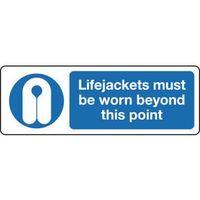 SIGN LIFEJACKETS MUST BE WORN 600 X 200 POLYCARB