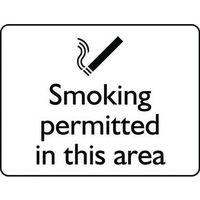 SIGN SMOKING PERMITTED IN THIS AREA 400X300 ALUMINIUM