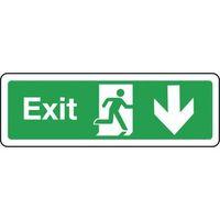 sign exit arrow down 600 x 200 rigid plastic