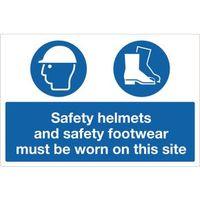 SIGN SAFETY HELMETS AND 600 X 400 RIGID PLASTIC