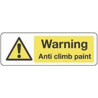 SIGN WARNING ANTI CLIMB PAINT 300 X 100 RIGID PLASTIC