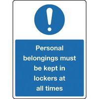 SIGN PERSONAL BELONGINGS 150 X 200 RIGID PLASTIC