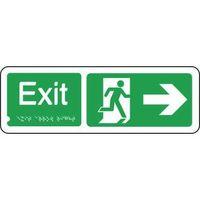 sign exit arrow right 300 x 100 rigid plastic