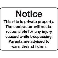 sign notice this site is private 600 x 400 vinyl