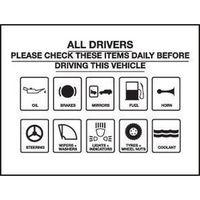 SIGN ALL DRIVERS PLEASE CHECK 100 X 75 VINYL