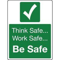 sign think safe work safe aluminium 300 x 100