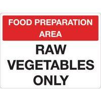 sign raw vegetables only 300 x 400 rigid plastic