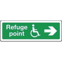 SIGN REFUGE POINT RIGHT 300 X 100 RIGID PLASTIC