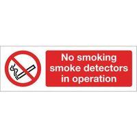 sign no smoking smoke detectors 300x100 rgid plastic