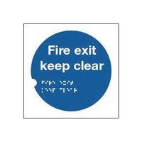 SIGN FIRE EXIT KEEP CLEAR 150X150 TACTUAL