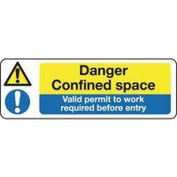 SIGN DANGER CONFINED SPACE 300 X 100 POLYCARB