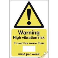 sign warning high vibration risk if used more than mins per week 50x75 ...