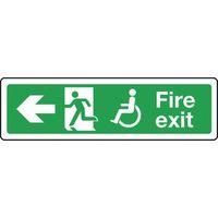 SIGN DISABLED FIRE EXIT LEFT 600 X 150 POLYCARB