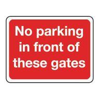 sign no parking in front of 400 x 300 aluminium reflective