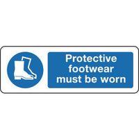 SIGN PROTECTIVE FOOTWEAR 300 X 100 ALUMINIUM