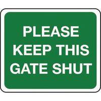 SIGN PLEASE KEEP THIS GATE SHUT ALUMINIUM 200 X 150