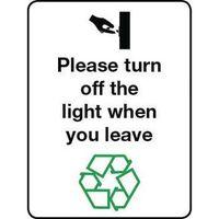 SIGN PLEASE TURN OFF THE LIGHT RIGID PLASTIC 150 x 200