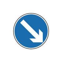 sign arrow down right 300 dia aluminium reflective