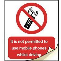SIGN IT IS NOT PERMITTED TO USE MOBILE PHONES WHILE DRIVING 50X75 SELF ADHESIVE LABELS / VINYL