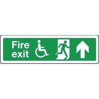 SIGN DISABLED FIRE EXIT UP 350 X 100 POLYCARB