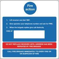 SIGN FIRE ACTION NOTICE 200 X 200 RIGID PLASTIC