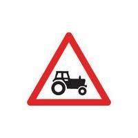 SIGN BEWARE TRACTORS 600 TRI ALUMINIUM REFLECTIVE