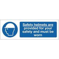 SIGN SAFETY HELMETS ARE 300 X 100 RIGID PLASTIC